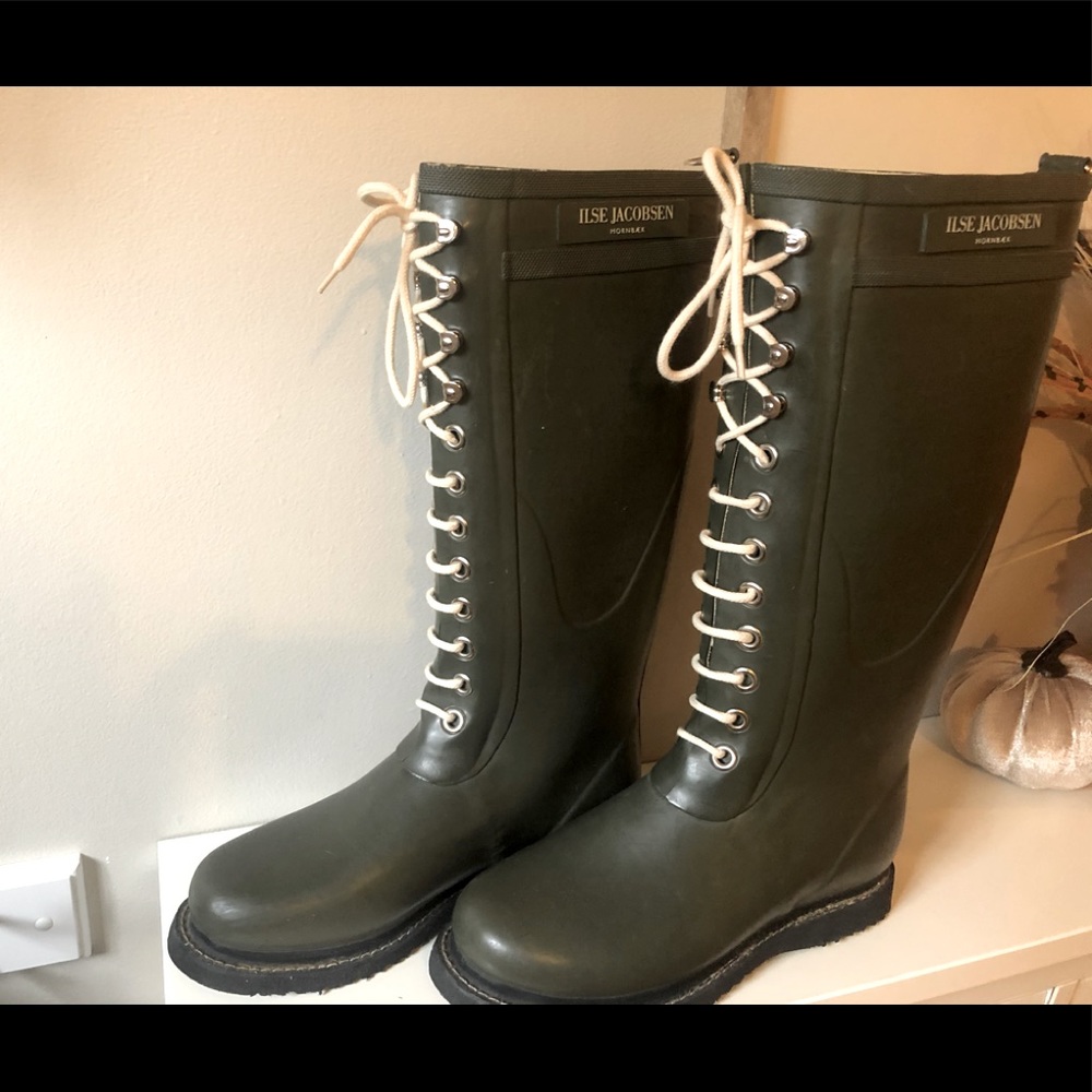 Ilse Jacobsen Hornbaek  Green Lace-up Rain boots